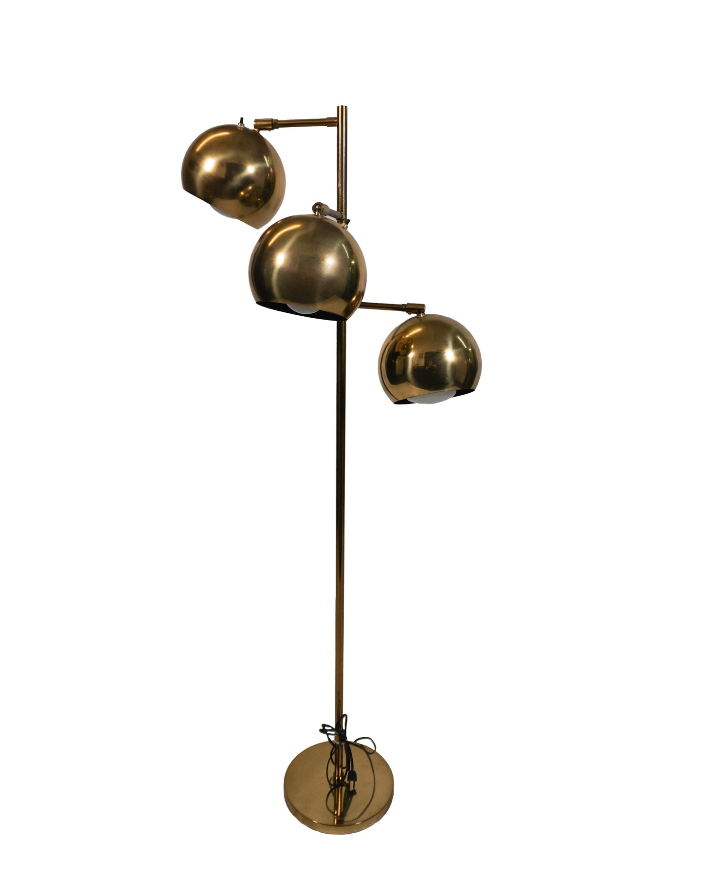 Koch and Lowy 3 eyeball shade brass floor lamp