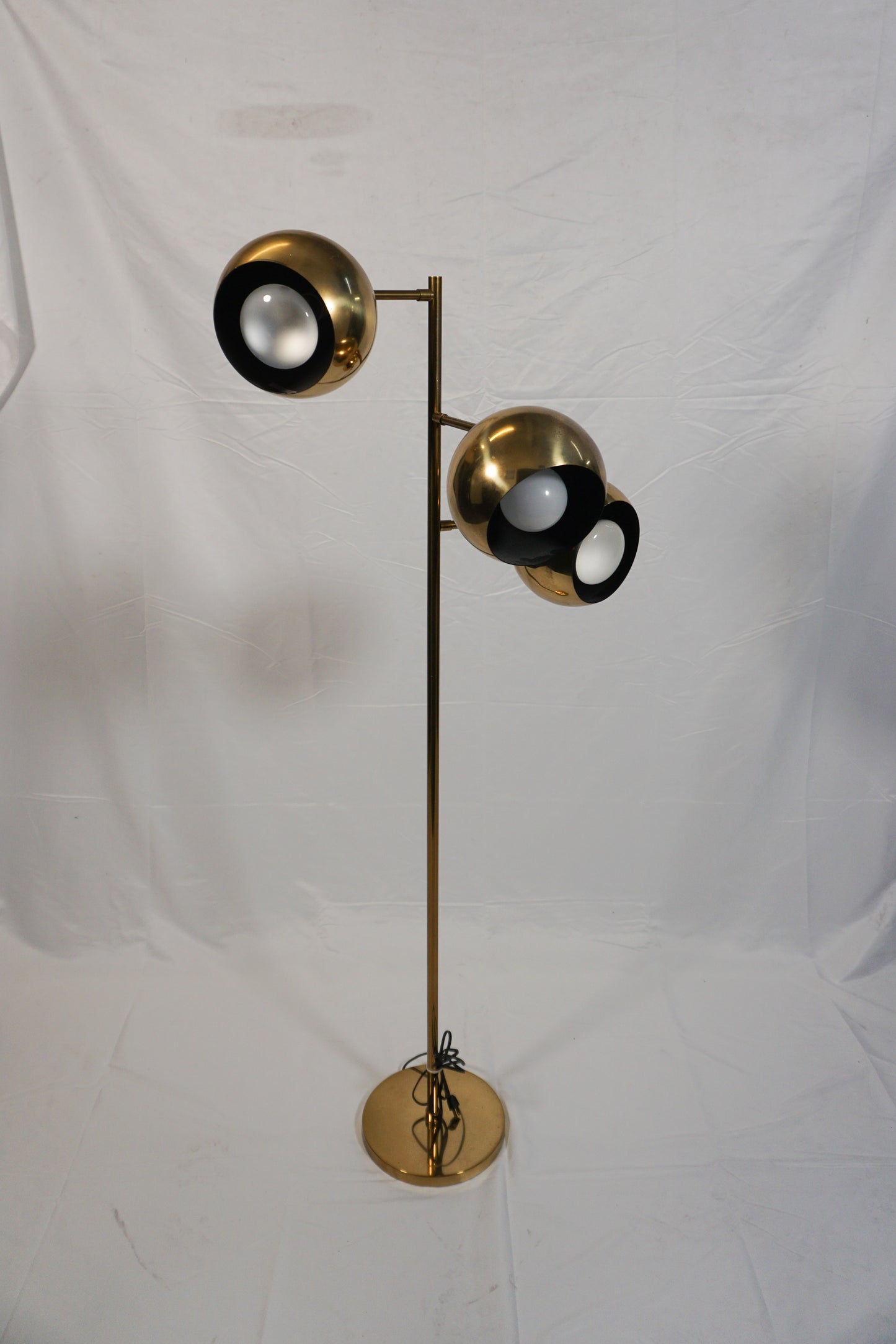 Koch and Lowy 3 eyeball shade brass floor lamp