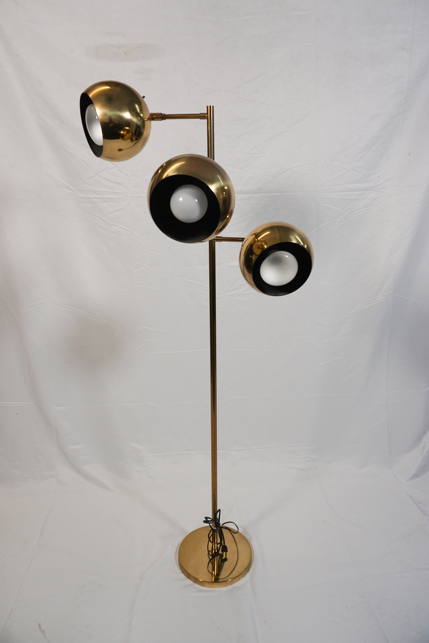 Koch and Lowy 3 eyeball shade brass floor lamp