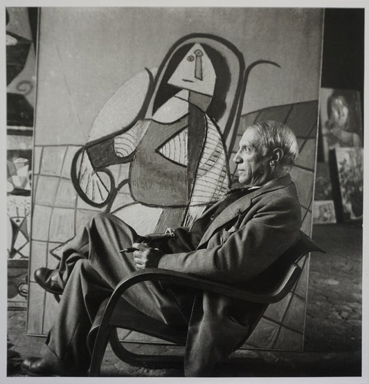 Photograph of Pablo Picasso in the studio