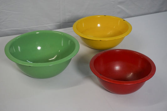 Three Antique Enameled Bowls