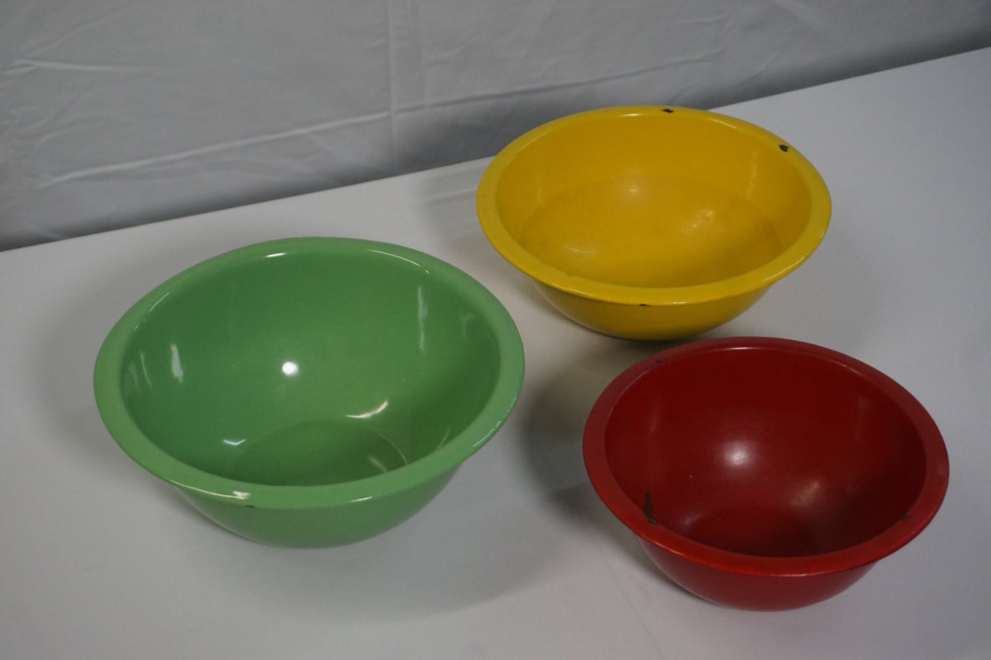 Three Antique Enameled Bowls