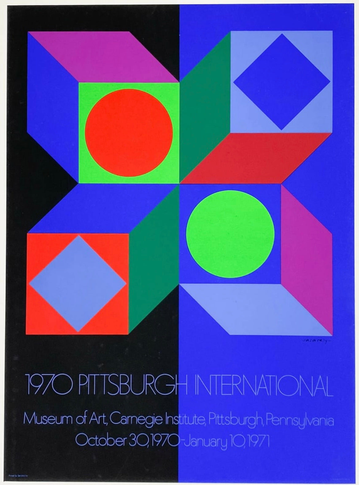 Victor Vasarely 1970 Pittsburgh International Exhibition Poster